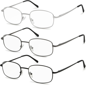3-pack Reading Glasses Men Women Metal Full Frame Readers +2.75