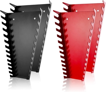 52-Slot Metal Wrench Organizer, Heavy Duty Wrench Organizer Tray for Tool Box, Fit SAE & Metric Wrench Storage, 4 Pack Wrench Holders(Red&Black)