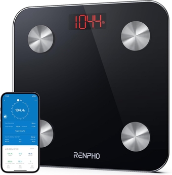 Smart Bathroom Scale, Bluetooth Body Fat Monitor Weight Scale, Digital BMI Key Composition Analyzer for Weight, Fat, Muscle Mass, 396lbs