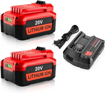 2Pack 20V 6.0Ah Lithium Battery Replacement for Craftsman CMCB202 CMCB204 CMCB0206 and CMCB104 Charger Replacement for Craftsman Compatible with V20 Tools