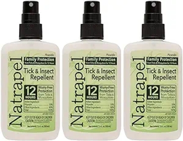 Tick & Insect Repellent - Bug Spray with 20% Picaridin - Family Protection Against Mosquitoes, Ticks & More - Up to 12 Hours of Protection - 3.4 oz (3 Pack)