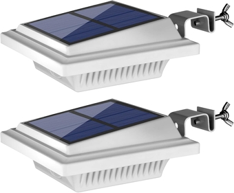 Outdoor Solar Gutter Lights, 40 LEDs Outdoor Solar Fence Lights Outdoor Waterproof Security Lamps for Eaves Garden Landscape Walkway(2PCS,Cool White)