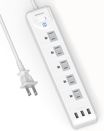 2 Prong Power Strip, WRXDMC 2 Prong to 3 Prong Outlet Adapter, 5ft Extension Cord with Polarized Plug, 1680J Surge Protector, 5 AC Outlets & 3 USB, Wall Mountable, Ideal for Non-Grounded Outlets