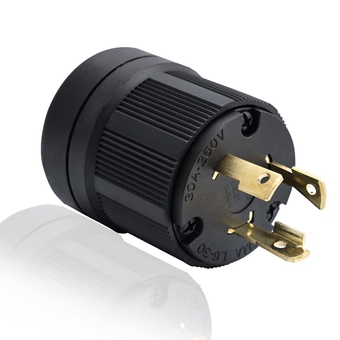 Locking Plug for Generator NEMA L6-30P Extension Cord End Male Plug 30A 250V 2 Pole 3 Wire Grounding Electrical Replacement Plug Industrial Grade UL Listed (NEMA L6-30P)