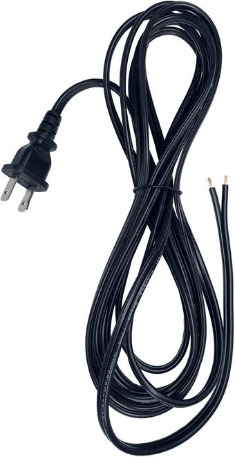 Lamp Cord with Plug, 18 Gauge Wire Electrical 12 FT,Extension Cord 2 Prong, Polarized Molded Plug, DIY Repair for Wiring and Repairing Lights Cable, Black