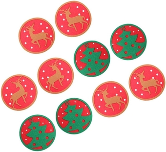 10pcs Felt Non-Slip Coasters Christmas Drink Coasters Beverage Coasters Holiday Coasters Decorative Coasters for Drinks Themed Coaster Beer Coaster Felt Cloth Insulation pad Coffee
