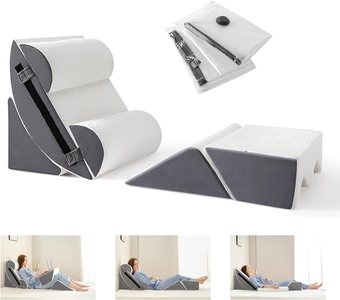 6pcs Orthopedic Bed Wedge Pillow Set for Post Surgery, Memory Foam for Sleeping, Back and Leg Pain Relief Comfortable & Adjustable Support Pillows-Anti Snoring, Heartburn