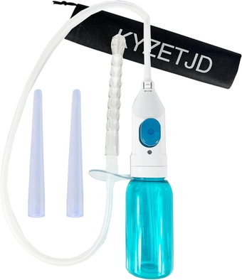 Back-Flow Enema Bottle Kit Anal Douche Cleaner for Men Women with 100ml Peri Bottle 19.7in Silicone Hose 3 Replaceable Nozzle