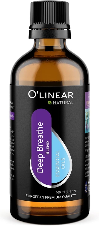 Breathe Essential Oil Blend - Calming Drops for Easy Breathing, Sweet Dreams and Relaxation, Mix of Peppermint, Lavender and Eucalyptus Oils Ideal for Humidifier, Meditation, and Home Spa Bulk Bottle