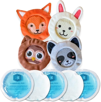 4” Round with Cloth Backing and 4” Round with Soft Cloth Cover Kids Gel Ice Pack Bundle - Reusable Hot Cold Pack for Kids Injuries and Boo-Boos, Breastfeeding, First Aid, Wisdom Teeth