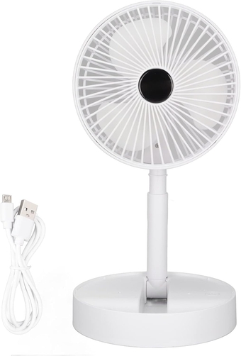 Desk Fan, Portable Folding Fan 3 Speed Level and Height Angle Adjustable Table Fan USB Battery Powered Fan for Home Office Travel Fan