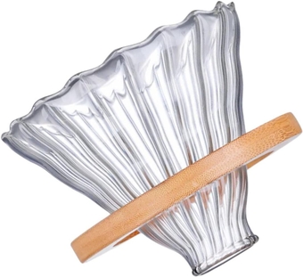 1 Set Coffee Pot Funnel Glass Cup Coffee Filter Pour over Coffee Slow Brewing Accessories Glass Coffee Filter Clear Tumbler Coffee Filter Cup Wood Stripe Filter Paper Holder