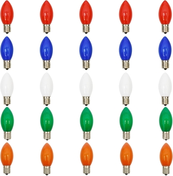 25 Pack Multicolor C9 LED Christmas Light Bulbs, C9 LED Replacement Bulbs Fits E17Intermediate Base, 0.6 Watts LED Bulb for Christmas Lights Outdoor Indoor Party Backyard Christmas Decor