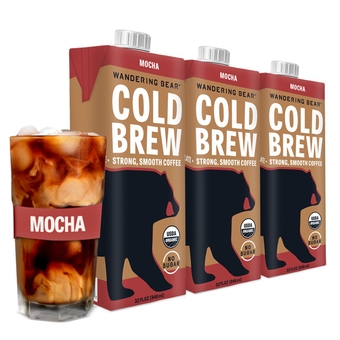 Organic Mocha Cold Brew Coffee, 32 fl oz, 3 pack - Extra Strong, Smooth, Unsweetened, Shelf-Stable, and Ready to Drink Iced Coffee, Cold Brewed Coffee, Cold Coffee