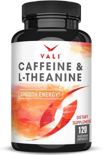 Caffeine 50mg & L Theanine 100mg - Caffeine Pills & L-Theanine for Smart Smooth Energy & Focus Supplement. Nootropic Brain Booster Cognitive Support Stack & Focused Clarity. 120 Veggie Capsules
