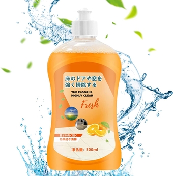 500ML Household Multifunctional Floor Cleaner Ground Stain Remover, Wood Floor Cleaner and Polish Powerful Decontamination Laminate Floor Cleaner Natural Shine, Leaves Protective Layer (1Pcs Orange)