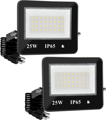 Motion Sensor Flood Light Outdoor, 25W 5700K Plug in Motion Sensor Light with 5ft Cord, 120V Security Lights with Photocell Waterproof Super Bright Outdoor Floodlight for Backyard, Garage(2 Pack)