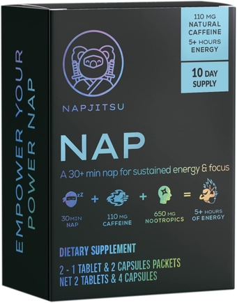 NAP Nootropics Brain Support Supplement - Brain Booster Energy Supplement - Focus, Mental Clarity, Memory - Natural Caffeine - Gotu Kola, Guarana Seed, Valerian Root - 10 Day Supply