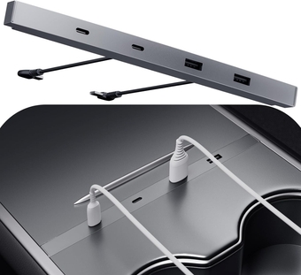 Tesla USB Hub for Tesla Model 3, Model Y Accessories 2023 2022 2021, Fast Charging 100% Fit Docking Station for Center Console,