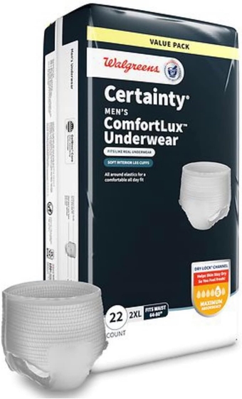 Walgreens Certainly Comfort Lux Adult ncontinence Underwear for Men, Maximum Absorbency Grey 22.0ea