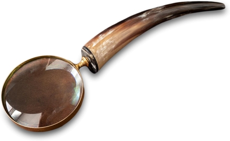 India Handicrafts 16376 Natural Horn Handle Brown 17 Inch Magnifying Hand-Held Reading Glass