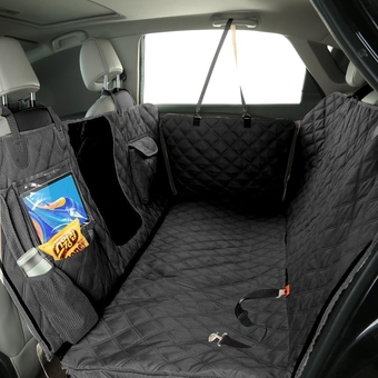 Deluxe Dog Seat Cover for Back Seat, More Durable Waterproof Hammock Protector High Heat Resistant and Nonslip BackSeats Cover, Durable Zippered Side Flaps Ensure Dog Travel Safety
