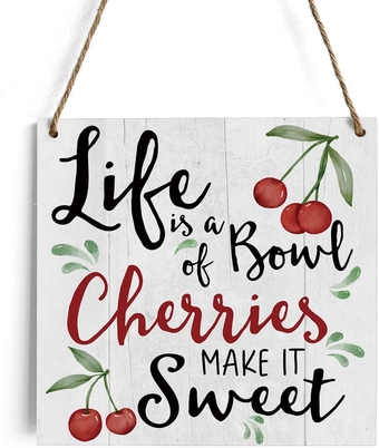 Farmhouse Cherry Decor Wall Hanging Decor for Home Kitchen Cafe Bar Pub Courtyard Restaurant Store Bathroom Men Cave Front Door Porch Garage Farm Cabin Club Living Room Bedroom Vintage Wood Sign