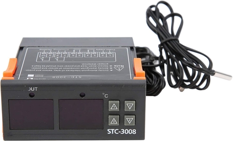 Temperature Controller Dual Display Dual NTC Probe Sensor STC 3008 Thermostat with ±1°C Temperature Measurement Accuracy Mechanicalcomponents (12V)