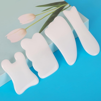 4 Pack Gua Sha Scraping Massage Tool, Natural Stone Gua Sha Board for Face and Body, Facial Tool Set for SPA Acupuncture Therapeutic Massage, Relieve Stress & Pain Treatment