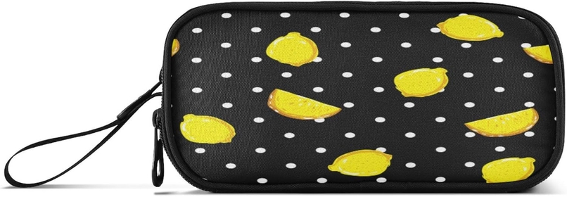 Colorful Lemon Pencil Case Large Capacity Pencil Pouch Dot Storage Pouch Desk Organizer Stationery Makeup Bag Marker Big Pen Case for Teen Boys Girls School Students