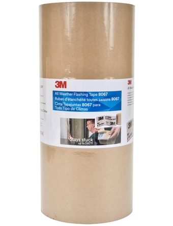 All Weather Flashing Tape 8067, 12 in x 75 ft, 1 Roll, Adhesive Backed Split Liner, Prevents Moisture Intrusion, Waterproof Flashing Seals Doors, Windows, Openings in Wood Frame Construction