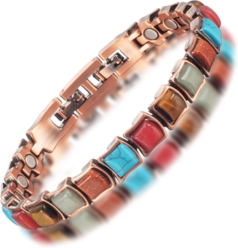 Copper Ankle Bracelet for Women for Arthritis and Joint, Pure Coloured Turquoise Magnetic Therapy Anklet, 3500 Gauss Magneti Copper Jewelry (0037A)