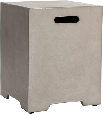 Propane Tank Cover Table 16 inch for Fire Table, 20lb Gallon Gas Tank Cover, Hideaway Concrete Grill Tank Table, MgO Tank Storage Box, Outdoor Side Table for Fire Pit, Patio, Natural Grey