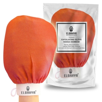 Exfoliating Mitt Body Kessa Hammam - Body Tool Remover of Dead & Dry Skin or Keratosis Pilaris, Made of 100% Viscose Fiber (Orange Pack of 1)