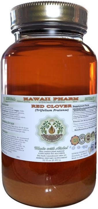 Red Clover Alcohol-Free Liquid Extract, Organic Red Clover (Trifolium Pratense) Dried Leaf Glycerite Natural Herbal Supplement, USA 32 fl.oz