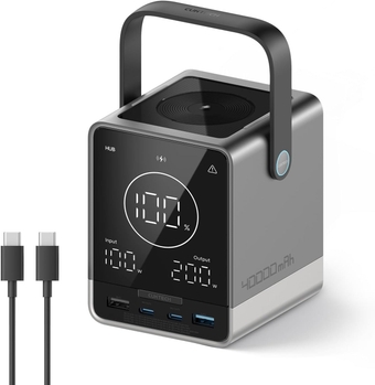 30 Power Bank, 40,000mAh PD3.1 140W, Multi-Port for up to 5 Devices, Portable Handle, Fast & Wireless Charging for iPhone 15/14 Series, Laptop, iPad, MacBook, Samsung, AirPods, Camera and More