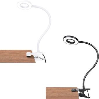 Bundle – 2 Items: LED Clip on Light (Black&White), 36 LED Reading Light, 4 Modes Book Light, Eye-Caring Clip on Lamp for Bed, Desk,Computer, Headboard, Dorm Room