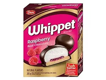 Whippet Pure Chocolate and Raspberry Marshmallow Cookies, 4-Pack 8.8 oz. Boxes