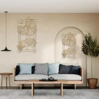 Nordic Style Wall Art Ginkgo Leaf Decoration,Golden Metal Wall Art , Metal Wall Decor for Living Room, Girls Bedroom Decor, Wall Decoration Home Ornaments, Golden Metal Wall Art ,Nordic Style Wal