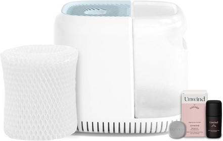 Bedside Humidifier, Blue Humidifier, 36 HR Run Time, 2.5L Capacity - Help Alleviate Symptoms of Allergies, Flu, Cold, Dry Skin Includes Humidifier, Unwind Aroma, Filter, Power Cord & Adapter