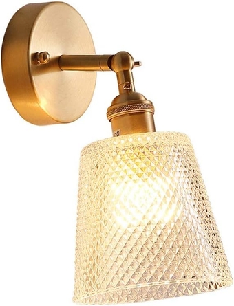 Modern Wall Sconce, 180°Rotating Brass Wall Lamp with Glass Lampshade Suitable for Bedroom Corridor，E27 Socket 1 Light Wall Mount Lighting Accessories