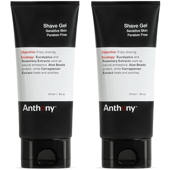 Shave Gel for Sensitive Skin – Non-Foaming, Soothing Shaving Cream for Men and Women. With Aloe Vera Beads, Eucalyptus, Rosemary and Carrageenan Extract - 6 Fl Oz (2 Pack)