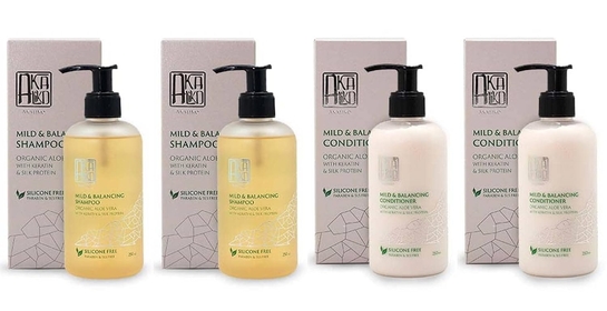 AKALIKO Organic Aloe Vera Shampoo and Conditioner Set.