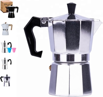 Classic Moka Pot 6 Cup 9 oz，Stovetop Espresso Maker Aluminum Silver，Cuban Coffee Maker， Greca，Make Delicious Coffee Easily at Home