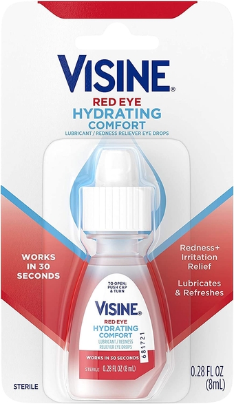 Red Eye Hydrating Comfort Redness Relief and Lubricant Eye Drops to Help Moisturize and Relieve Red Eyes Due to Minor Eye Irritations Fast .28oz