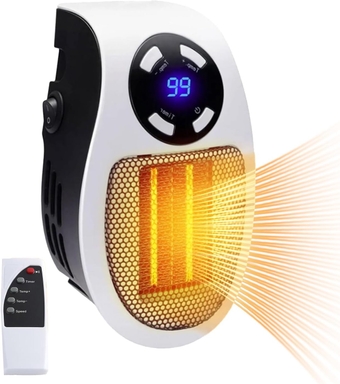 Small Plug in Space Heater Wall Outlet Heaters for Indoor Use 500W Smart Portable Wall Mounted Electric Heater With Adjustable Thermostat and Timer, Overheat Protection, LED Display (1pcs)