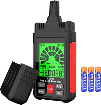 Gas Leak Detector,New Natural Gas Detector with Audible & Visual Alarm,Temp and Humidity Measure,Gas Sniffer to Locate Combustible Gas Leak Sources Like Methane Propane(Includes Battery)