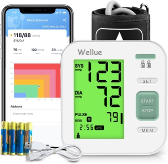 Blood Pressure Monitor for Home Use, Upper Arm Blood Pressure Machine Large Cuff, Automatic High BP Monitor, Digital BP Cuff with Unlimited Memories in App