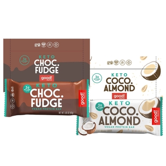 Snacks Keto Vegan Protein Bars, Chocolate Fudge & Coconut Almond Gluten Free Keto Snack Bar, Low Carb, Low Sugar Meal Replacement, 11g Protein, 3g Net Carbs, 24 bars