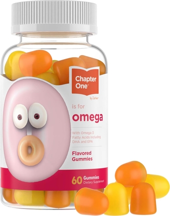 - Chapter One Omega 3 Gummies for Kids with No Fish Oil (60 Count) - Kosher Omega 3 6 9 Fatty Acids, EPA, DHA - Easy to Take Omega 3 Supplement for Healthy Growth, Development & Brain Function
